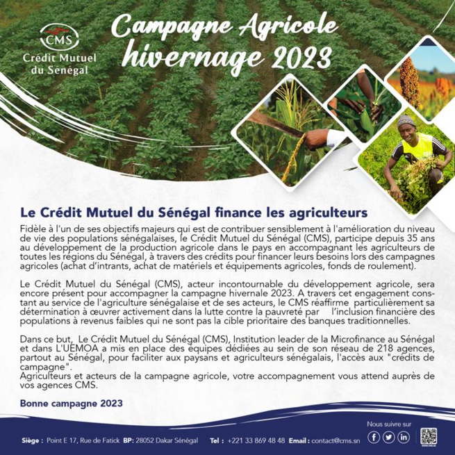 Campagne Agricole : Le Crédit Mutuel Du Sénégal Finance Les Agriculteurs Campagne Agricole : Le Crédit Mutuel Du Sénégal Finance Les Agriculteurs