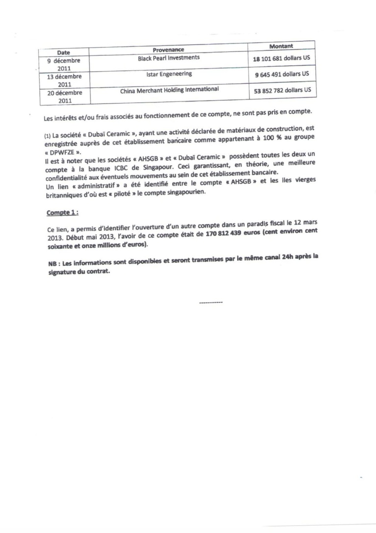 Voici le rapport de l'expert comptable Alboury Ndaw du cabinet RMA sur le fameux compte de Karim Wade de Singapour Voici le rapport de l'expert comptable Alboury Ndaw du cabinet RMA sur le fameux compte de Karim Wade de Singapour