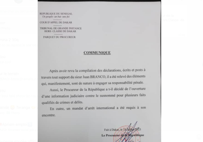 Urgent: Un mandat d’arrêt international contre Juan Branco Urgent: Un mandat d’arrêt international contre Juan Branco
