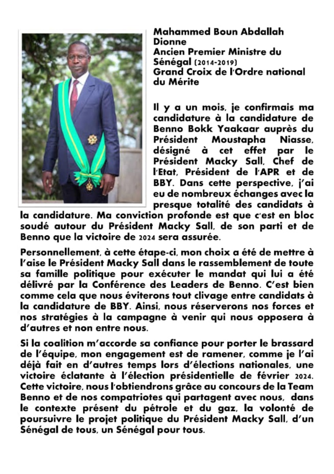 Mahamed Boune Abdalah Dione ancien Premier Ministre du Senegal Grand Croix de l'Ordre National du Merite Mahamed Boune Abdalah Dione ancien Premier Ministre du Senegal Grand Croix de l'Ordre National du Merite