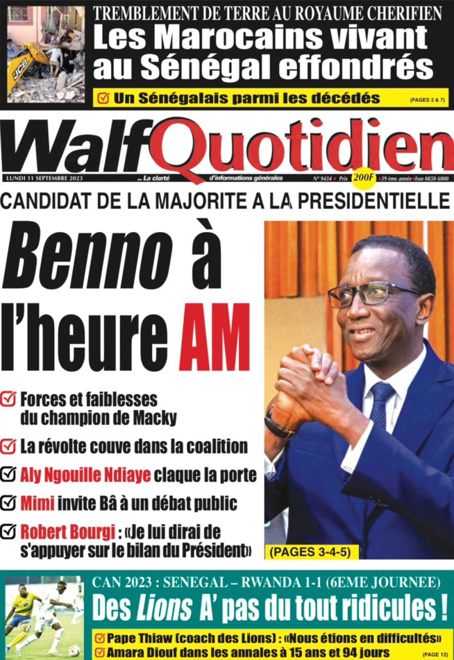 Actu-Kiosque : La Revue De La Une Des Journaux De Ce Lundi 11 Novembre 2023. Li Gën A Fës Tay !!! Actu-Kiosque : La Revue De La Une Des Journaux De Ce Lundi 11 Novembre 2023. Li Gën A Fës Tay !!!