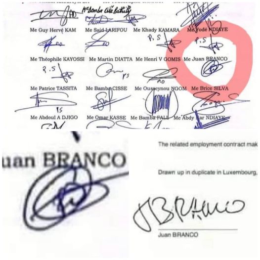 Dans le communiqué des avocats de Sonko, qui a signé à la place de Juan Branco ? Dans le communiqué des avocats de Sonko, qui a signé à la place de Juan Branco ?
