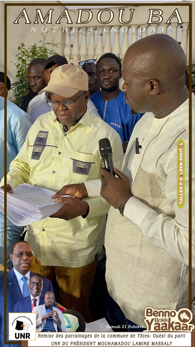 Parrainage BENNO-Mouhamadou Lamine Massaly de UNR bat le records avec plus de 2000 parrains collectés sur les 500 demandés à Thies Ouest Parrainage BENNO-Mouhamadou Lamine Massaly de UNR bat le records avec plus de 2000 parrains collectés sur les 500 demandés à Thies Ouest