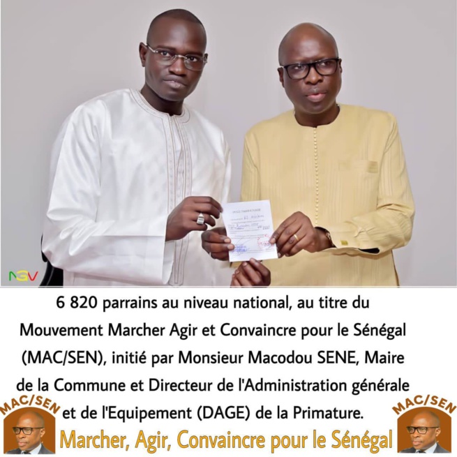 Macodou SENE, Maire de la Commune de Niakhar (Département de Fatick) et DAGE de la Primature , donne une dimension nationale au parrainage pour le candidat Amadou BA. Macodou SENE, Maire de la Commune de Niakhar (Département de Fatick) et DAGE de la Primature , donne une dimension nationale au parrainage pour le candidat Amadou BA.
