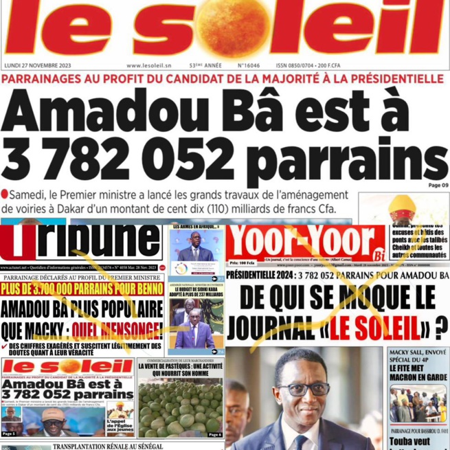Records de parrainages pour BBY: Quand l’engouement autour du candidat Amadou BA fait peur à la presse de Bougane et de YAW ! Records de parrainages pour BBY: Quand l’engouement autour du candidat Amadou BA fait peur à la presse de Bougane et de YAW !