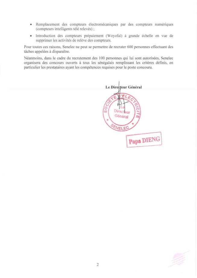 Précisions de Senelec sur le mouvement d'humeur des prestataires Précisions de Senelec sur le mouvement d'humeur des prestataires