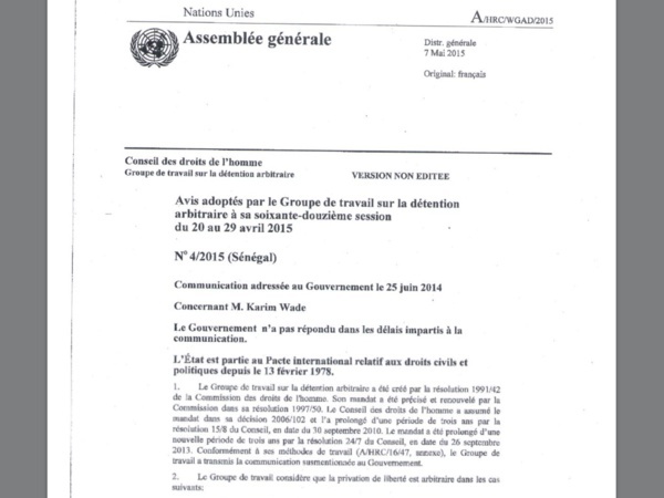 Les Nations Unies réclament la libération immédiate de Karim Wade : Ce que risquent les autorités sénégalaises si... Les Nations Unies réclament la libération immédiate de Karim Wade : Ce que risquent les autorités sénégalaises si...