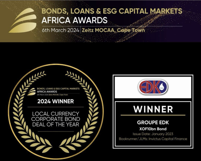 Le Groupe EDK triomphe aux Bonds, Loans & ESG Capital Markets Africa 2024 Le Groupe EDK triomphe aux Bonds, Loans & ESG Capital Markets Africa 2024