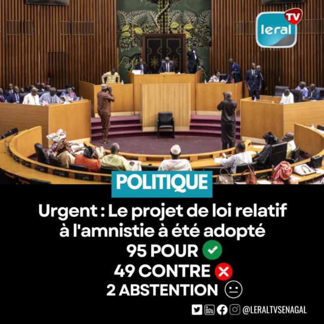 Assemblée nationale: Le projet de loi relatif à l'amnistie, a été adopté Assemblée nationale: Le projet de loi relatif à l'amnistie, a été adopté