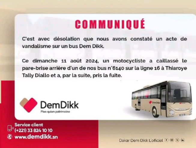 Thiaroye Tally Diallo : Un bus de DDD caillassé, l’auteur de cette barbarie en fuite Thiaroye Tally Diallo : Un bus de DDD caillassé, l’auteur de cette barbarie en fuite