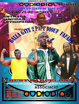 Pape Diouf et sa génération consciente à l'assaut des Barcelonnais ce samedi 24 octobre, le 30 octobre au festival de Selam en Suède et le 07 Novembre à Hambourg en Allmengne pour le "Grand Bégué"