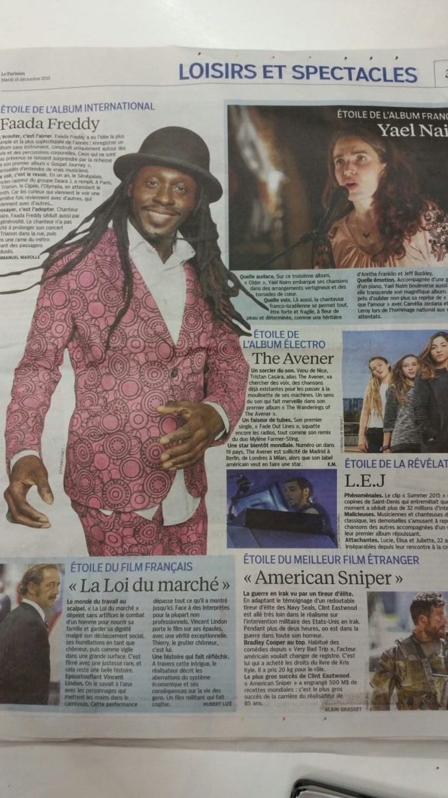 Meilleur album international – Faada Freddy fait la Une du « Parisien »