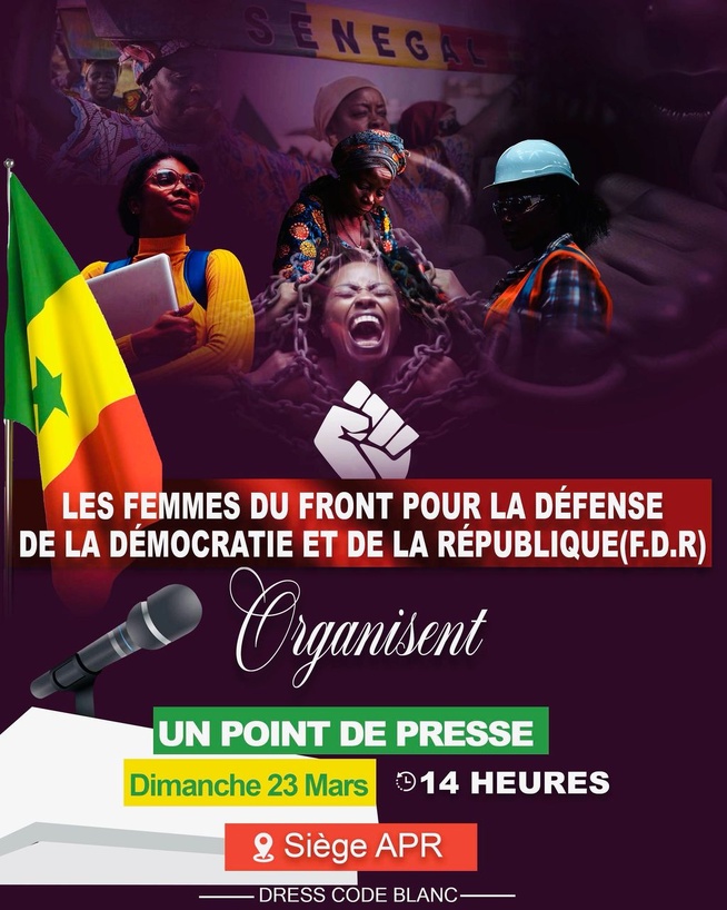Conférence de presse de la commission des femmes FDR ce dimanche au siége de l'APR Conférence de presse de la commission des femmes FDR ce dimanche au siége de l'APR