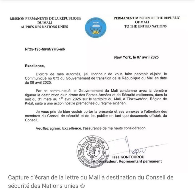 Le Mali saisit le Conseil de sécurité de l’ONU Le Mali saisit le Conseil de sécurité de l’ONU