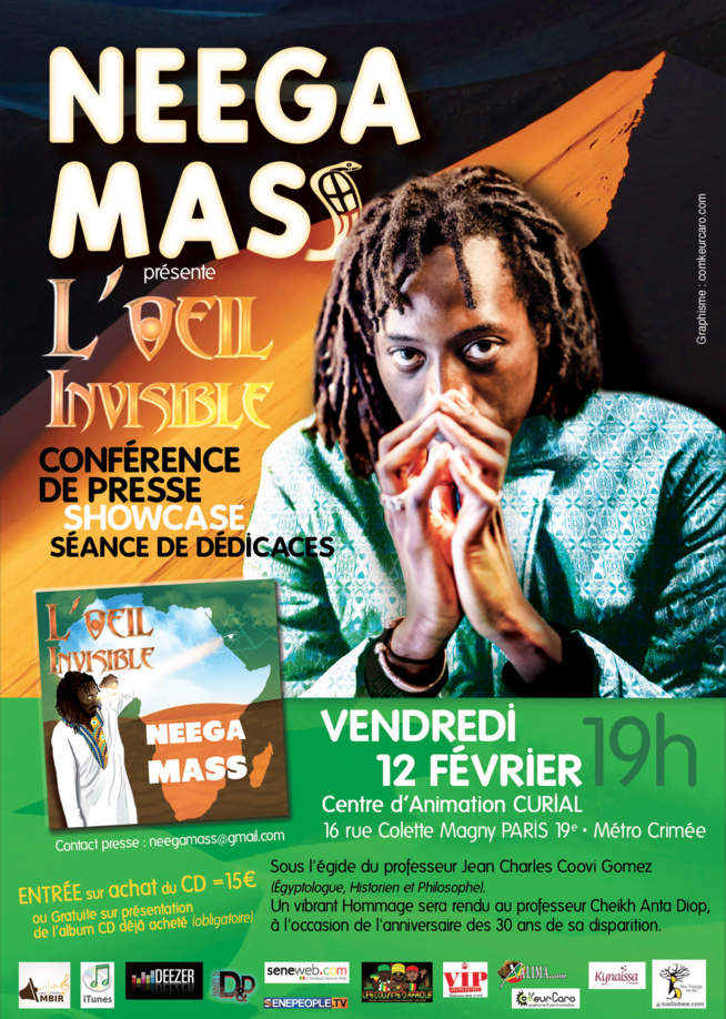 Sortie du 3eme album de l'artiste Neega Mass  le 12 février 2016.