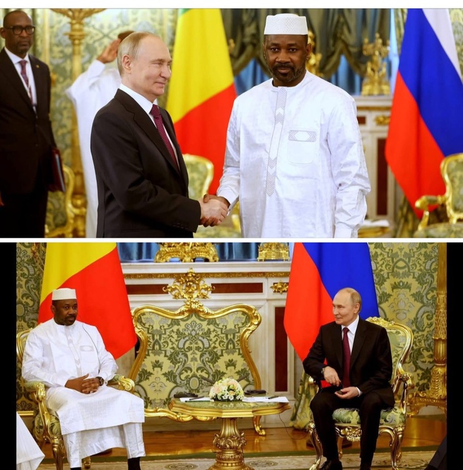 Moscou | 23 juin 2025 | Coopération Le Président de la Transition, Son Excellence le Général d’Armée Assimi GOÏTA, a été reçu ce lundi au Kremlin par Son Excellence Vladimir POUTINE, Président de la Fédération de Russie. Moscou | 23 juin 2025 | Coopération Le Président de la Transition, Son Excellence le Général d’Armée Assimi GOÏTA, a été reçu ce lundi au Kremlin par Son Excellence Vladimir POUTINE, Président de la Fédération de Russie.
