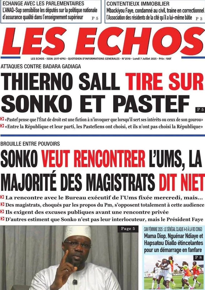 BROUILLE ENTRE POUVOIRS: SONKO VEUT RENCONTRER L'UMS( UNION DES MAGISTRATS DU SÉNÉGAL) , LA MAJORITÉ DES MAGISTRATS DIT NIET