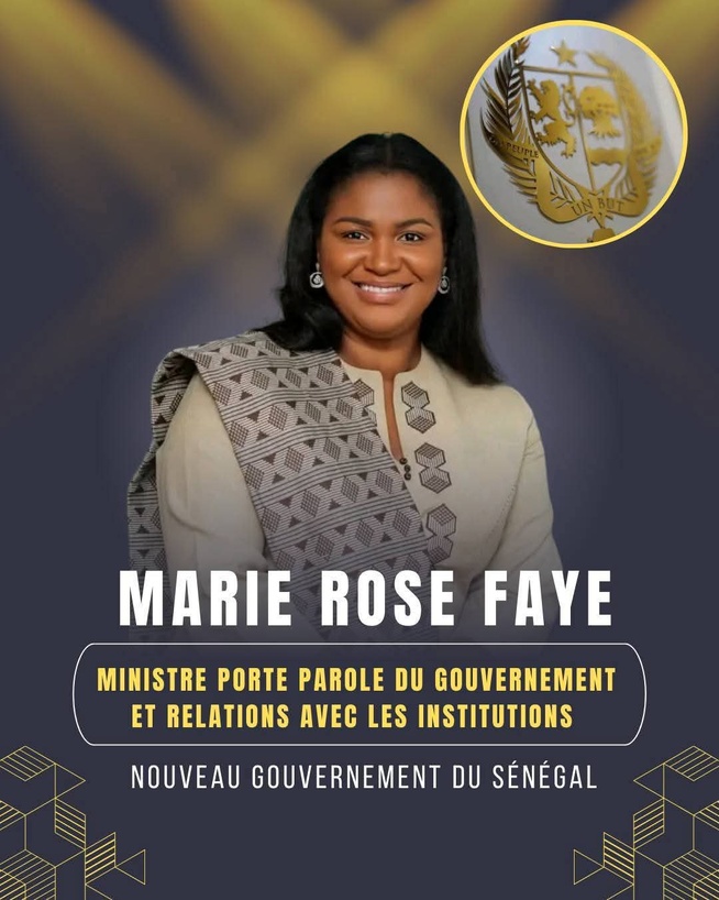 Marie Rose Khady Fatou Faye, troisième femme porte-parole du gouvernement sénégalais Marie Rose Khady Fatou Faye, troisième femme porte-parole du gouvernement sénégalais