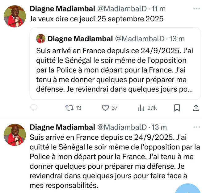 Il se signale en France : Madiambal Diagne annonce avoir quitté le Sénégal, malgré une interdiction de sortie du territoire Il se signale en France : Madiambal Diagne annonce avoir quitté le Sénégal, malgré une interdiction de sortie du territoire