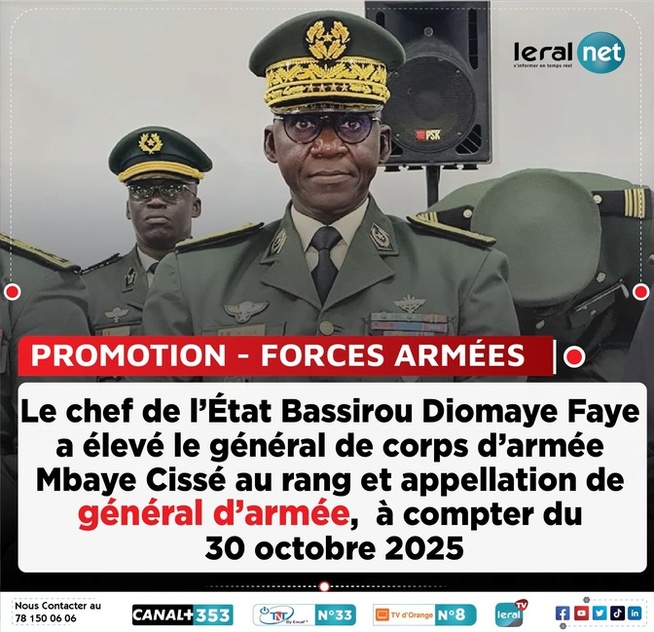 Le Général Mbaye Cissé promu au rang de Général d’Armée