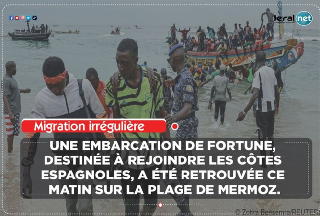 Migration irrégulière : Une embarcation de fortune, retrouvée sur la plage de Mermoz, ce dimanche