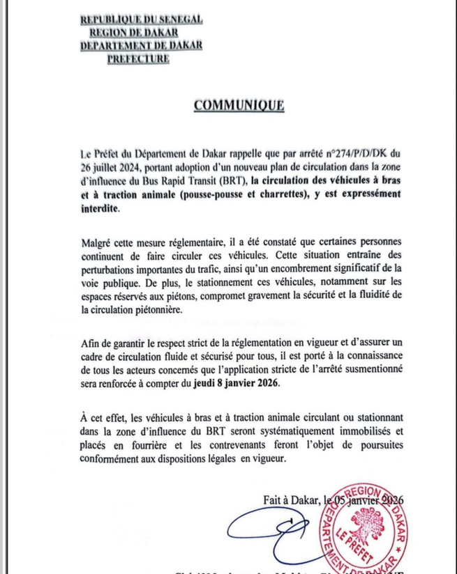 Circulation anarchique autour du BRT : Le Préfet durcit les sanctions