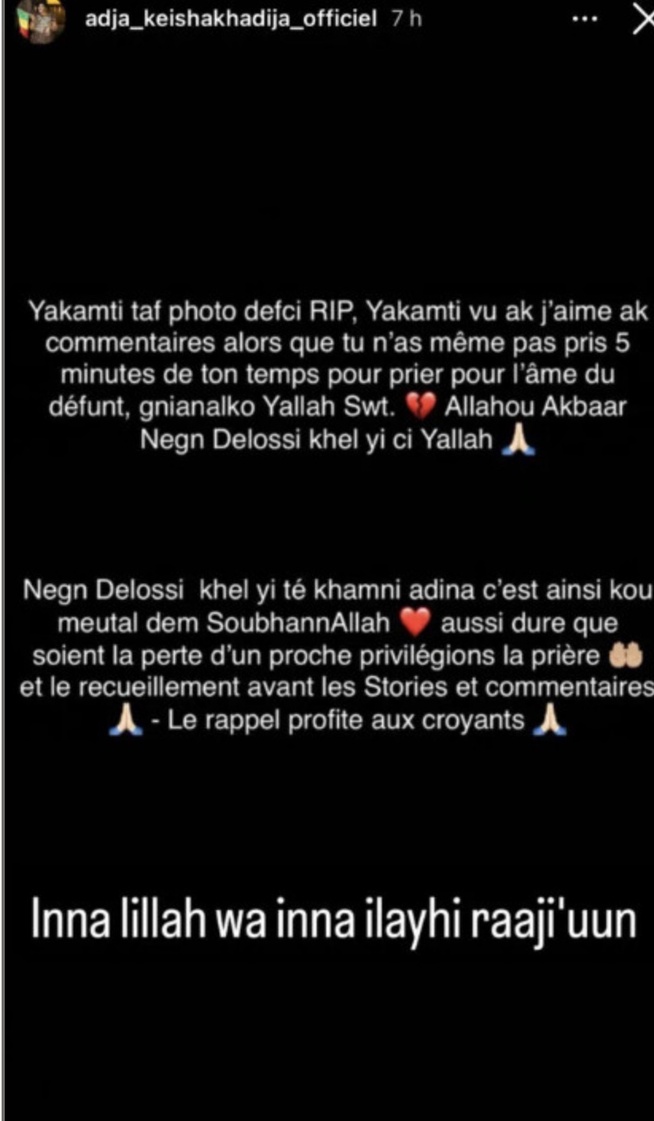 Décès de Halima Gadji : L’actrice Adja pour un gros coup de gueule, "yakamti nguen nite dé baguen..." Décès de Halima Gadji : L’actrice Adja pour un gros coup de gueule, "yakamti nguen nite dé baguen..."