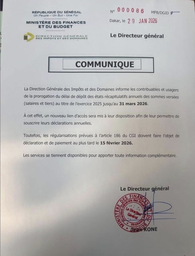 États récapitulatifs 2025 : La DGID prolonge le délai de dépôt des états récapitulatifs annuels, jusqu'au 31 mars 2026 États récapitulatifs 2025 : La DGID prolonge le délai de dépôt des états récapitulatifs annuels, jusqu'au 31 mars 2026