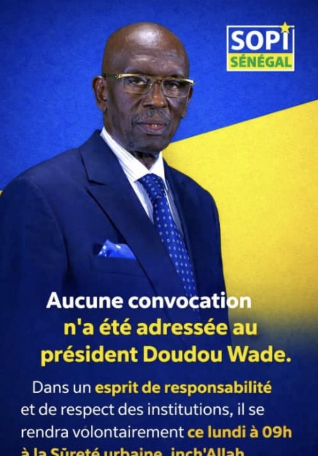 Précision de l’ancien parlementaire Doudou Wade suite aux rumeurs sur sa convocation.