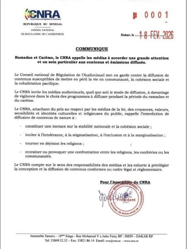 Ramadan et Carême: Le CNRA appelle les médias à accorder une grande attention et un soin particulier, aux contenus et émissions diffusés Ramadan et Carême: Le CNRA appelle les médias à accorder une grande attention et un soin particulier, aux contenus et émissions diffusés