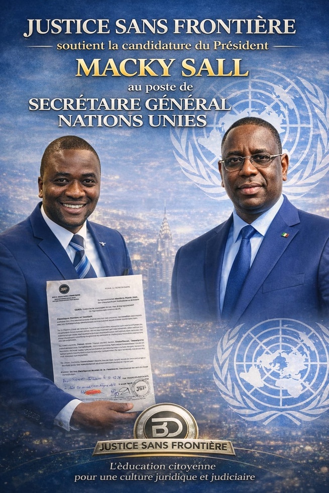 JUSTICE SANS FRONTIÈRES soutien la candidature de Macky Sall au poste de SG ONU