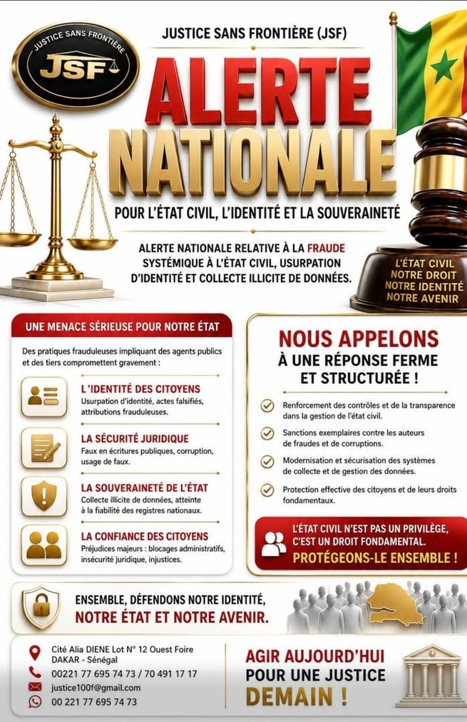 Alerte nationale de Justice Sans Frontiére