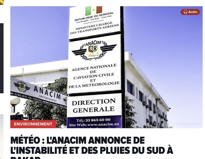 Météo : L'ANACIM annonce de l'instabilité et des pluies du Sud à Dakar