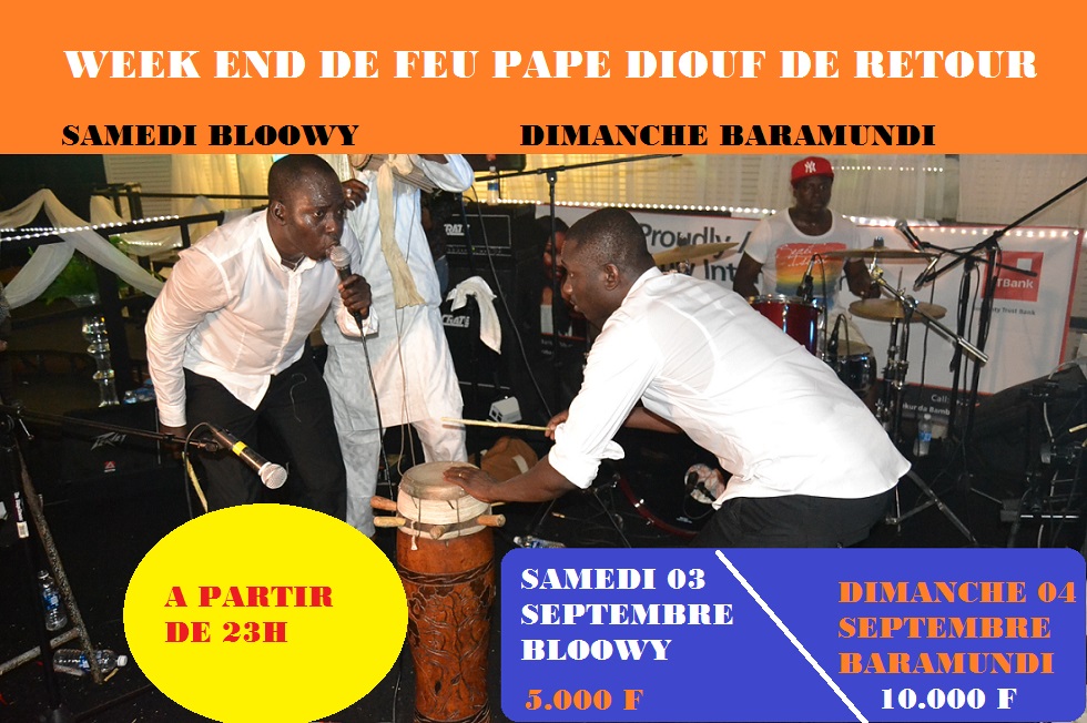 WEEK - END DE FEU: Pape Diouf de retour ce samedi au Bloowy et Dimanche au Baramundi