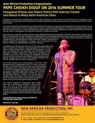 Pape Diouf 2016 Promotional North American Tour Wrap! See you in 2017!