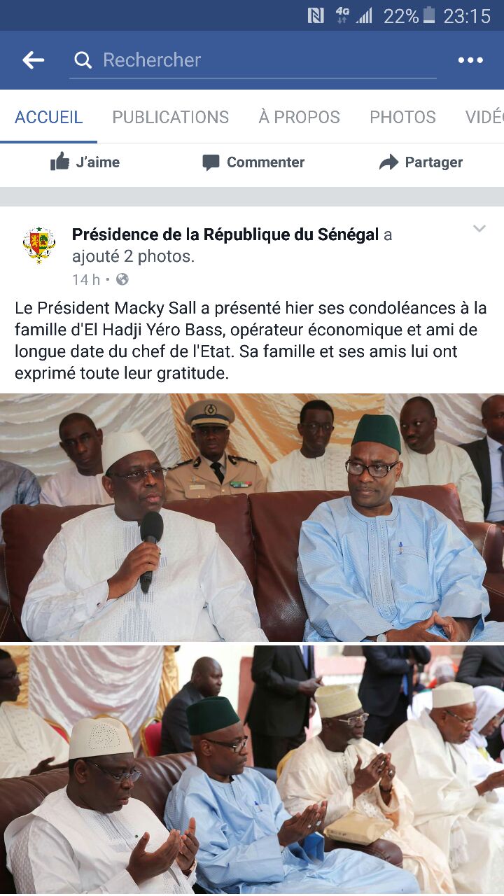 Condéléances: Le Président Macky Sall chez l'épouse du chanteur Pape Diouf.