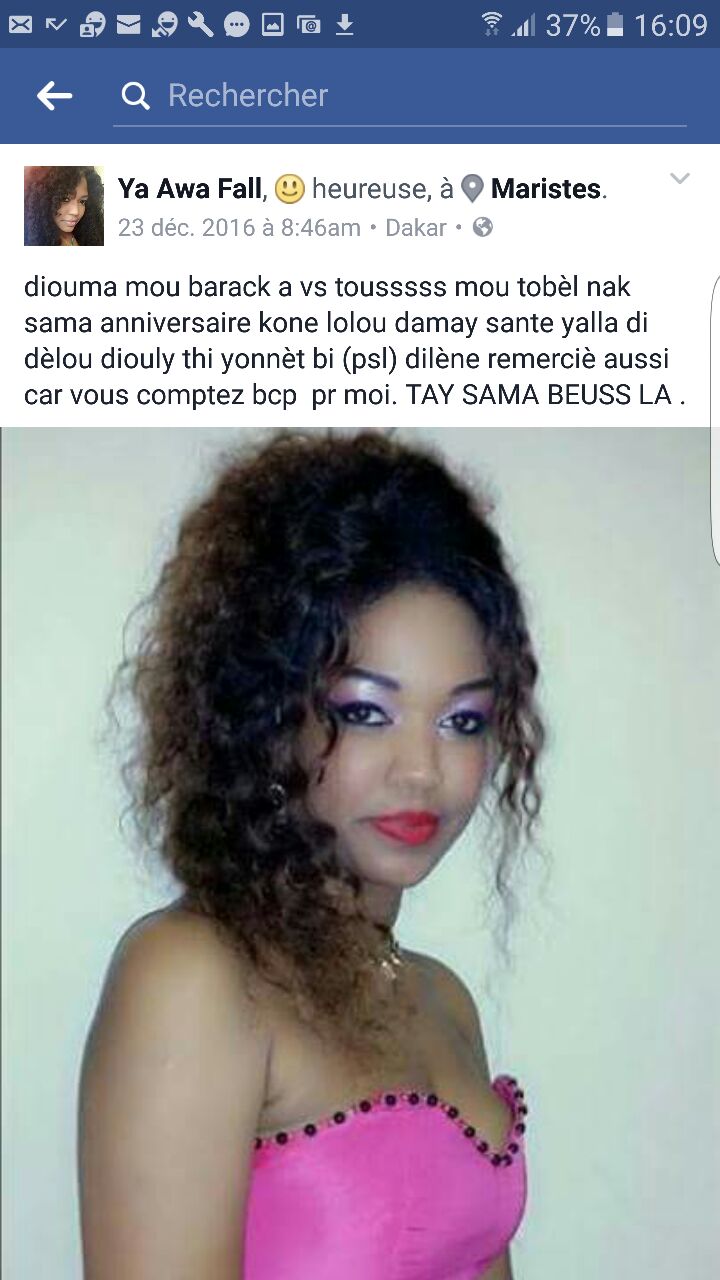 ALERTE: Le compte Facebook de Ya Awa de la 2 stv crée par une tier personne au nom de Ya Awa Fall.