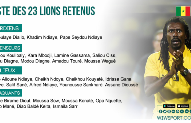 Éliminatoires Mondial 2018: Liste des 26 lions retenus par Aliou Cissé