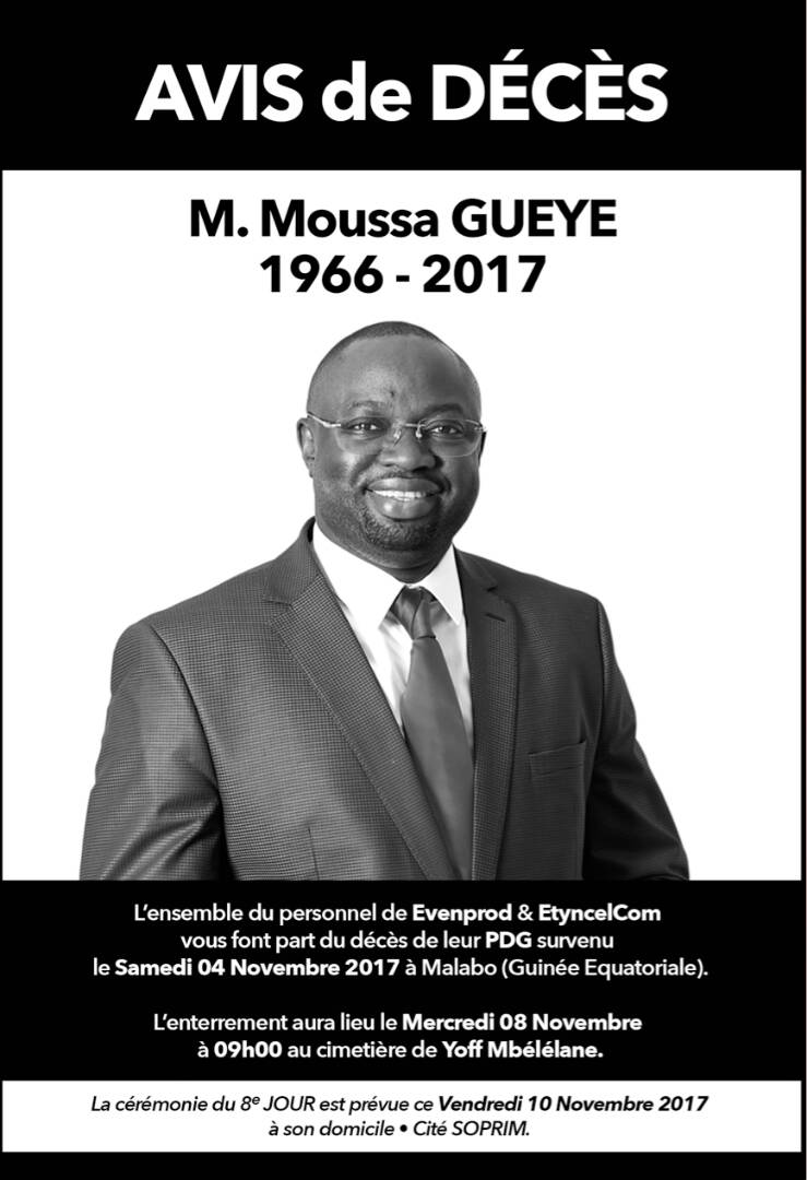 Le corps du producteur de la série "IDOLE",Moussa Gueye arrive ce mardi à Dakar l'enterrement prévu le mercredi.