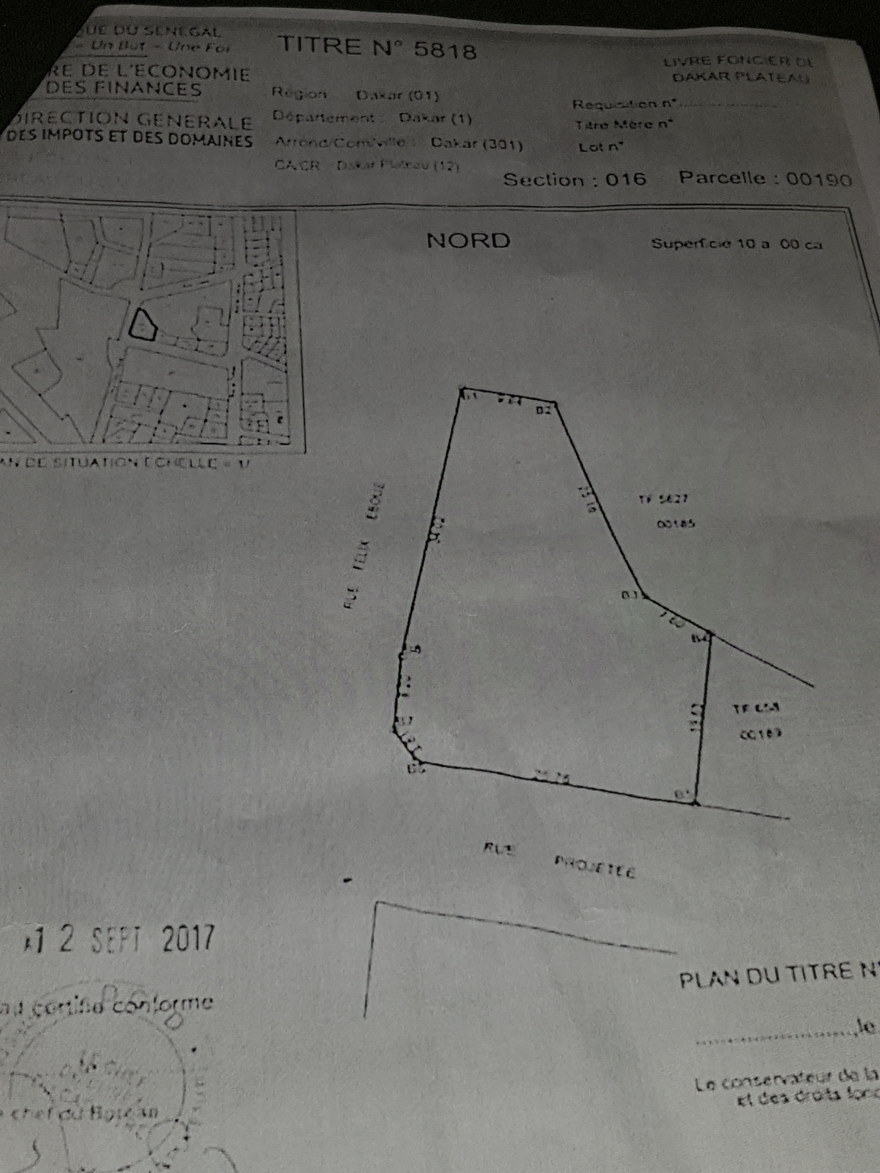 URGENT: À VENDRE UN TERRAIN TITRE FONCIER 1000 m2, RUE TOLBIAC EN VILLE CONTACT: 76573 30 76