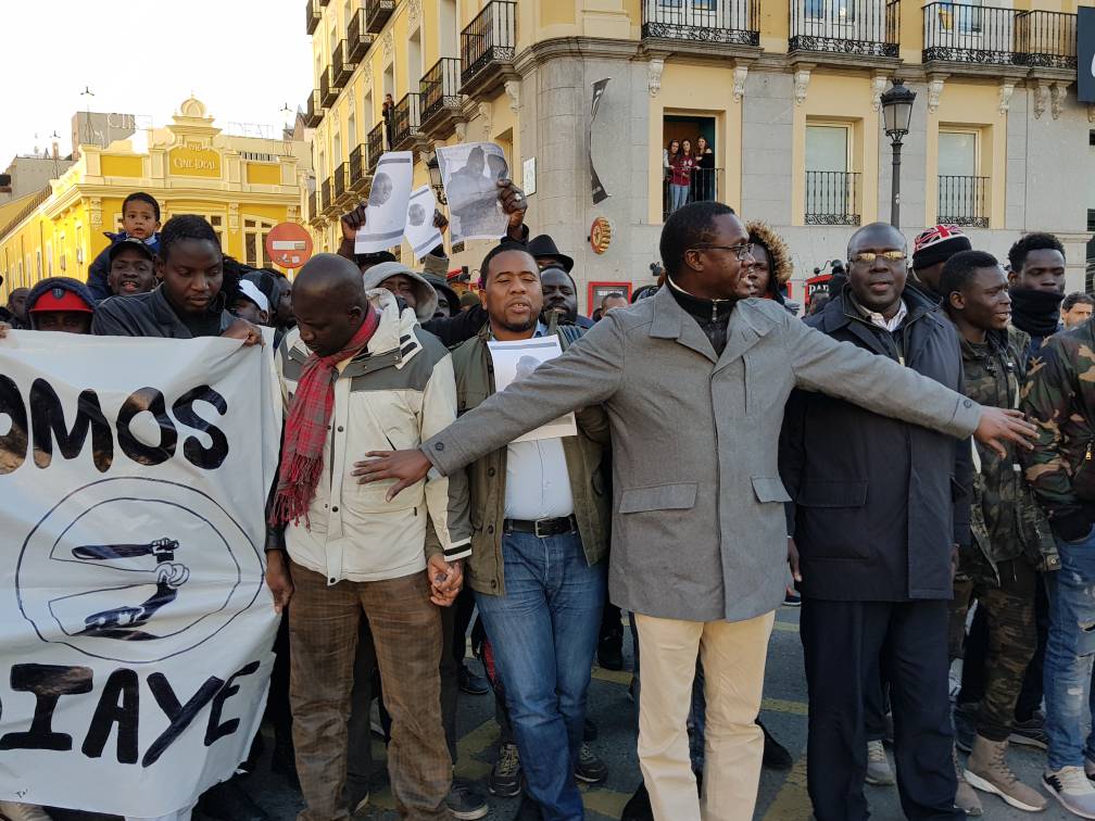 Bougane Gueye "Gueum Sa Bopp" a pris part  à la marche des Sénégalais à Madrid.