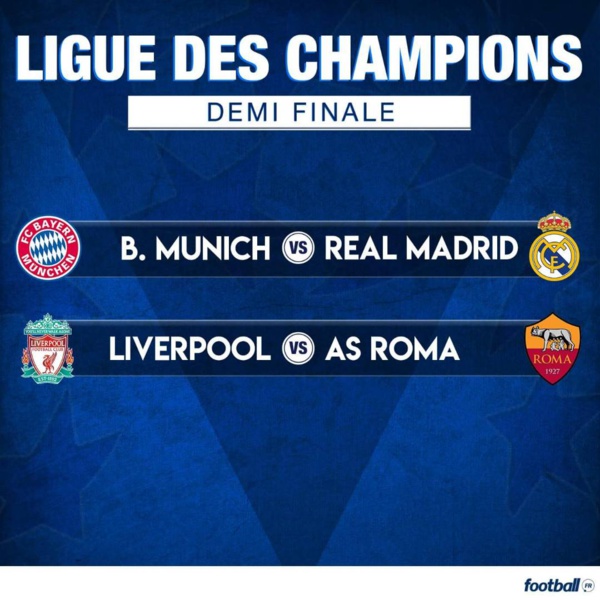 Ligue des Champions : Choc Bayern vs Real Madrid et Liverpool vs Roma