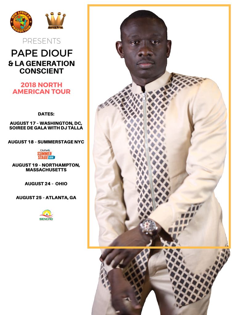 SUMMER STAGE 2018: New African Production Inc présente Pape Diouf au USA au mois d'AOUT.