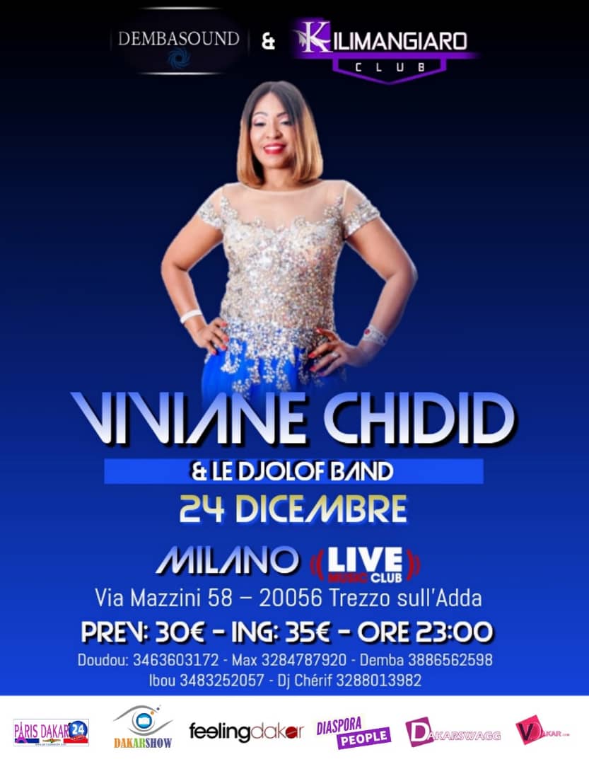 NOEL A MILAN: DEMBASOUND vous présente VIVIANE CHIDID le 24 Décembre à Milan en Italie.