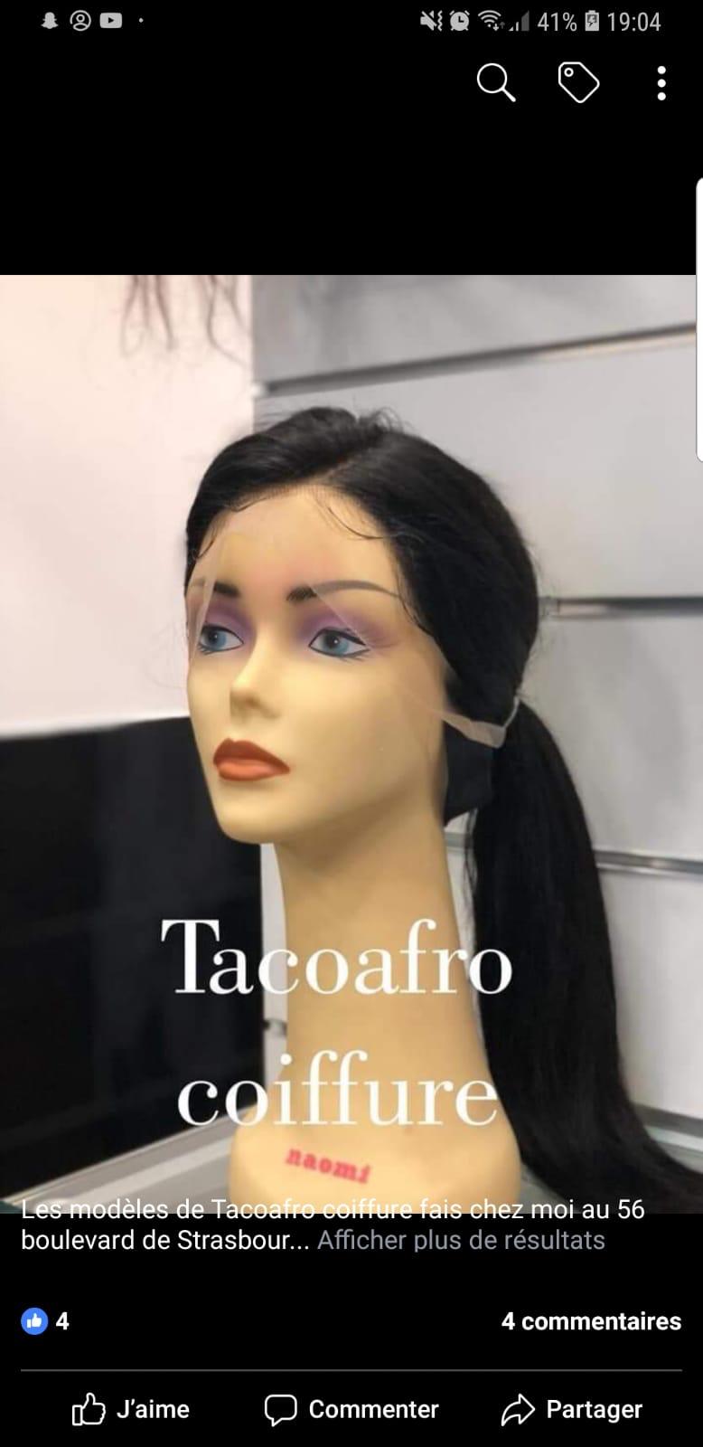 PUB: Soyez belle avec les perruques de TACCO AFFRO Ouest Foire à 100M de la Brioche d'Orée. 77 831 27 10 / 33 820 46 20 et Paris 57 Boulevard Strasbourg Metro chateau d'eau