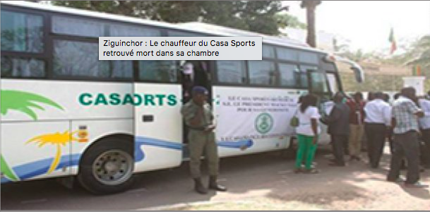 Ziguinchor : Le chauffeur du Casa Sports retrouvé mort dans sa chambre