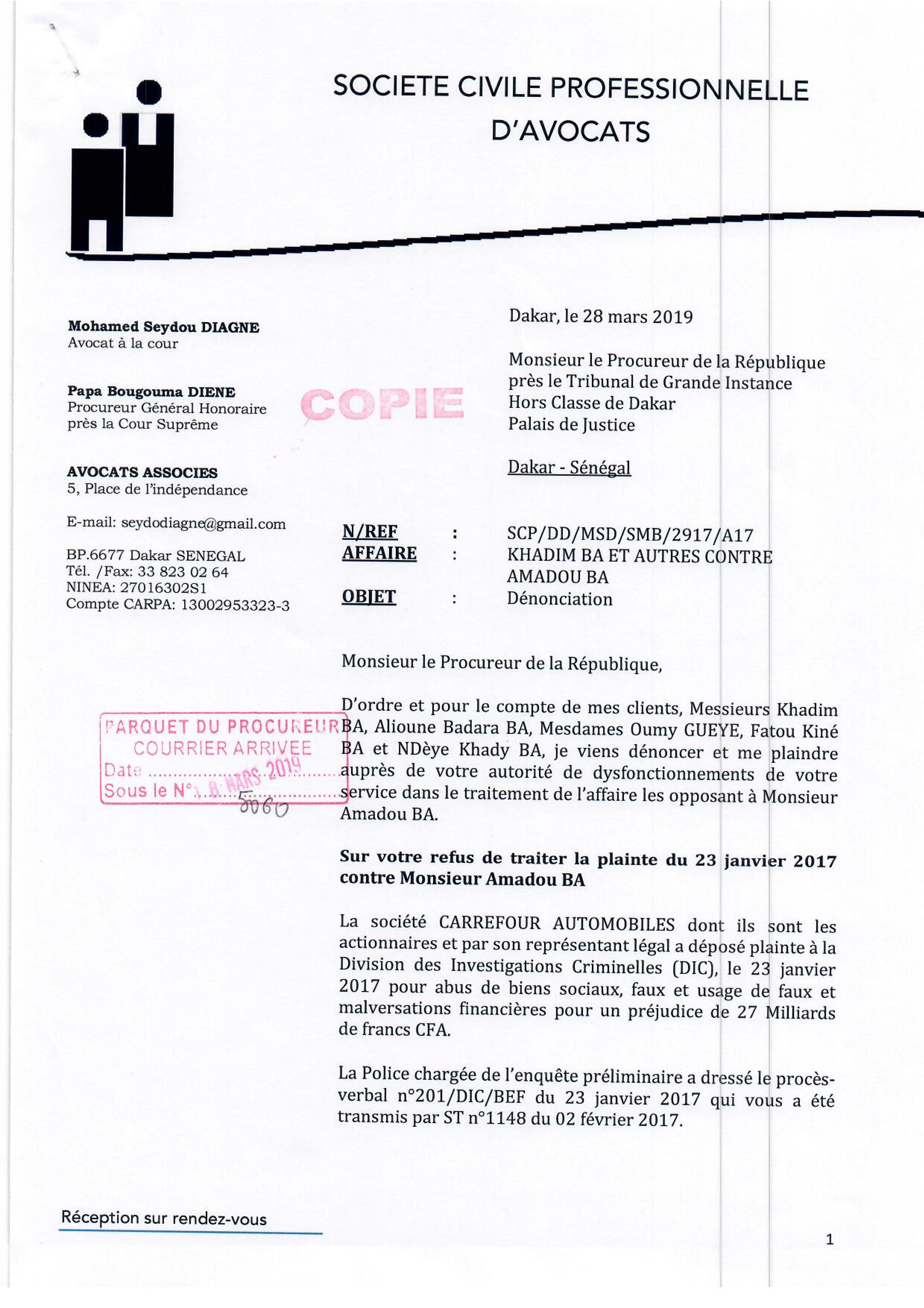 Aux origines de l’affaire Carrefour automobile : Amadou Ba accusé de malversations portant sur 27 milliards… ( Documents )