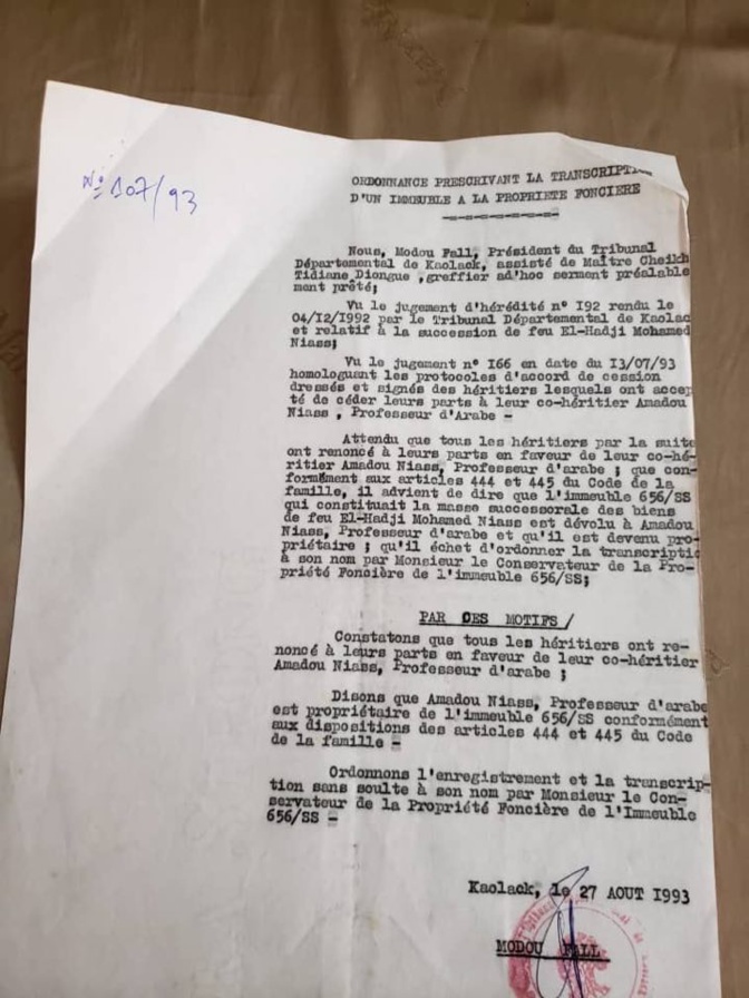 Affaire de la maison de Sidy Lamine : Les précisions de Ahmed Khalifa Niasse (documents)