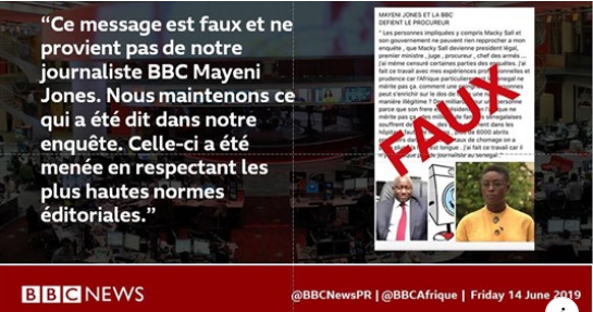 Prétendue réponse de Mayeni Jones au Procureur de la République : La BBC dément