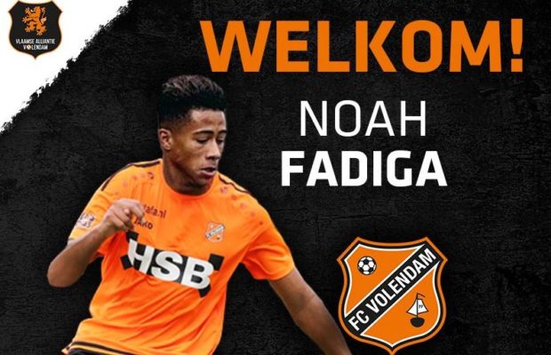 Mercato: Noah Fadiga prêté au FC Volendam (D2 Pays-Bas)